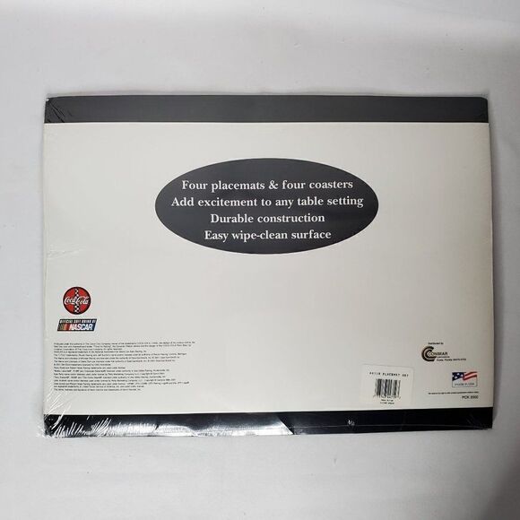 Vtg 2001 Coca Cola Nascar Racing Placemat Coaster Set Fans Man Cave Tail Gating - Picture 3 of 3